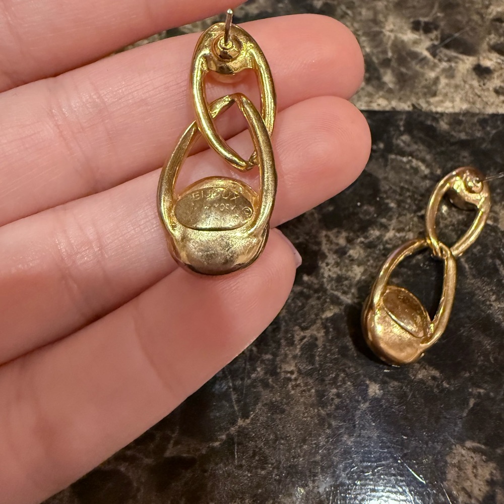 Bijoux Gold-Tone Double Drop Crystal Earrings - Picture 8 of 9